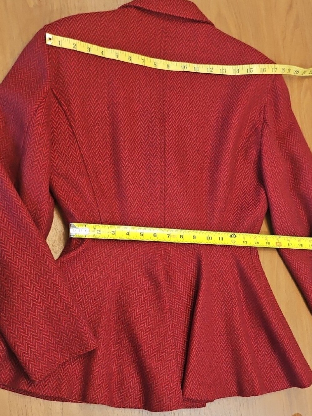 Vintage MaxMara Mainline Red Virgin Wool Blazer & Skirt Suit Size 6 - Picture 11 of 16